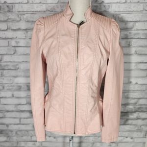 LA Coalition Pink Faux Leather Moto Jacket